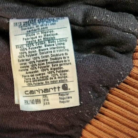 Carhartt J140 Duck Canvas Hooded Quilt Lined Heavy Work Zip Jacket Coat - Picture 12 of 16